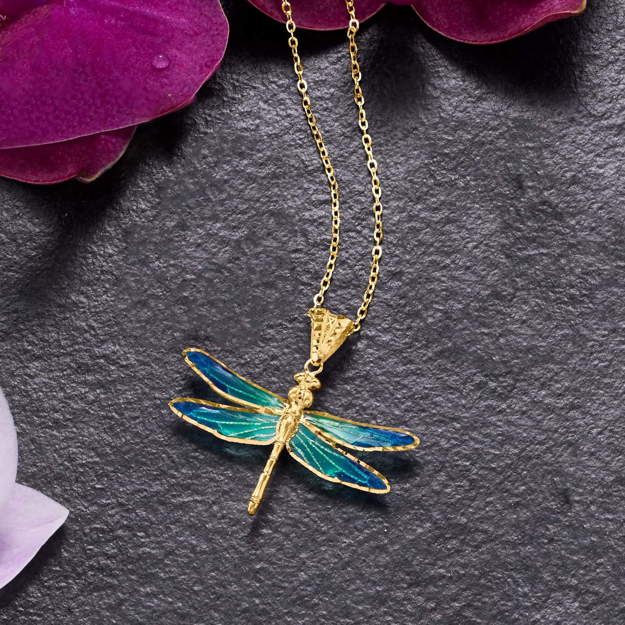 White gold sales dragonfly pendant