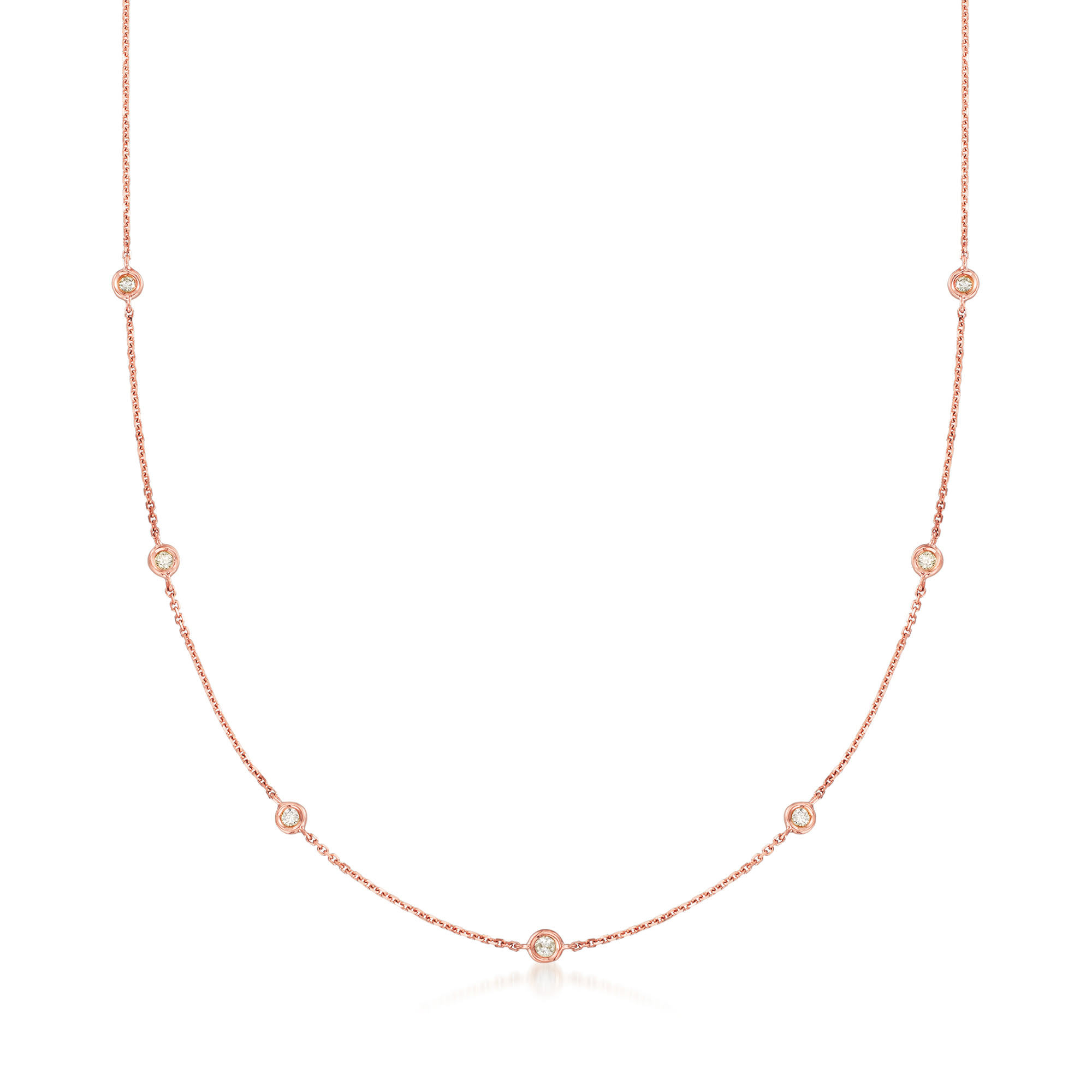 .20 ct. t.w. Diamond Station Necklace in 14kt Rose Gold | Ross-Simons