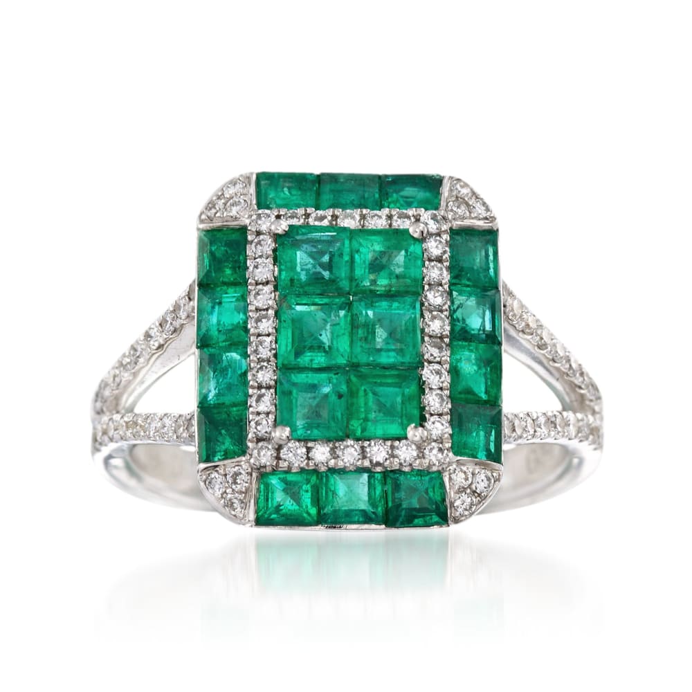 Gregg Ruth 1.80 ct. t.w. Emerald and .34 ct. t.w. Diamond Ring in 18kt ...