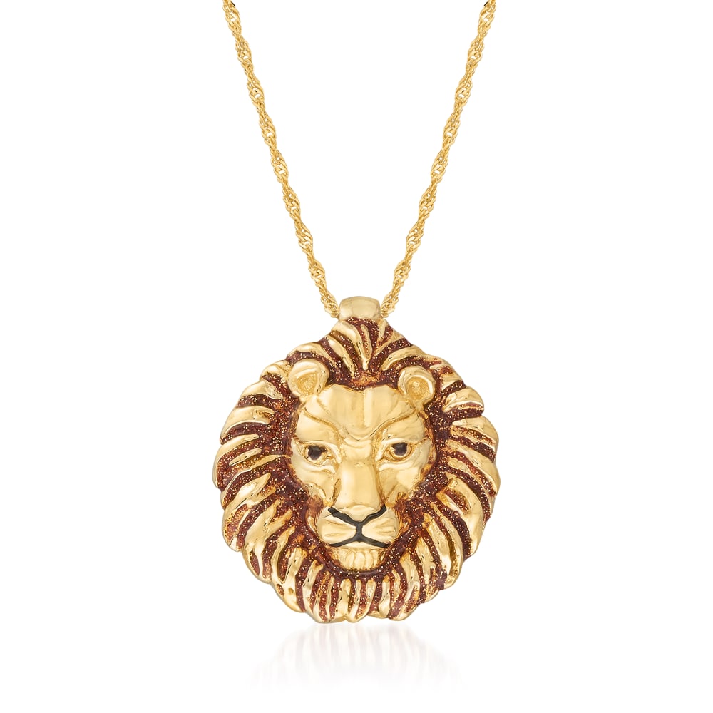 Italian 18kt Gold Over Sterling Lion Head Pendant Necklace with