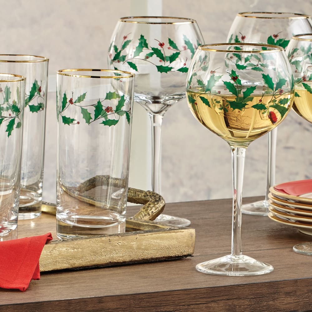 Lenox Holiday Set of 4 Stemless Wine Glass