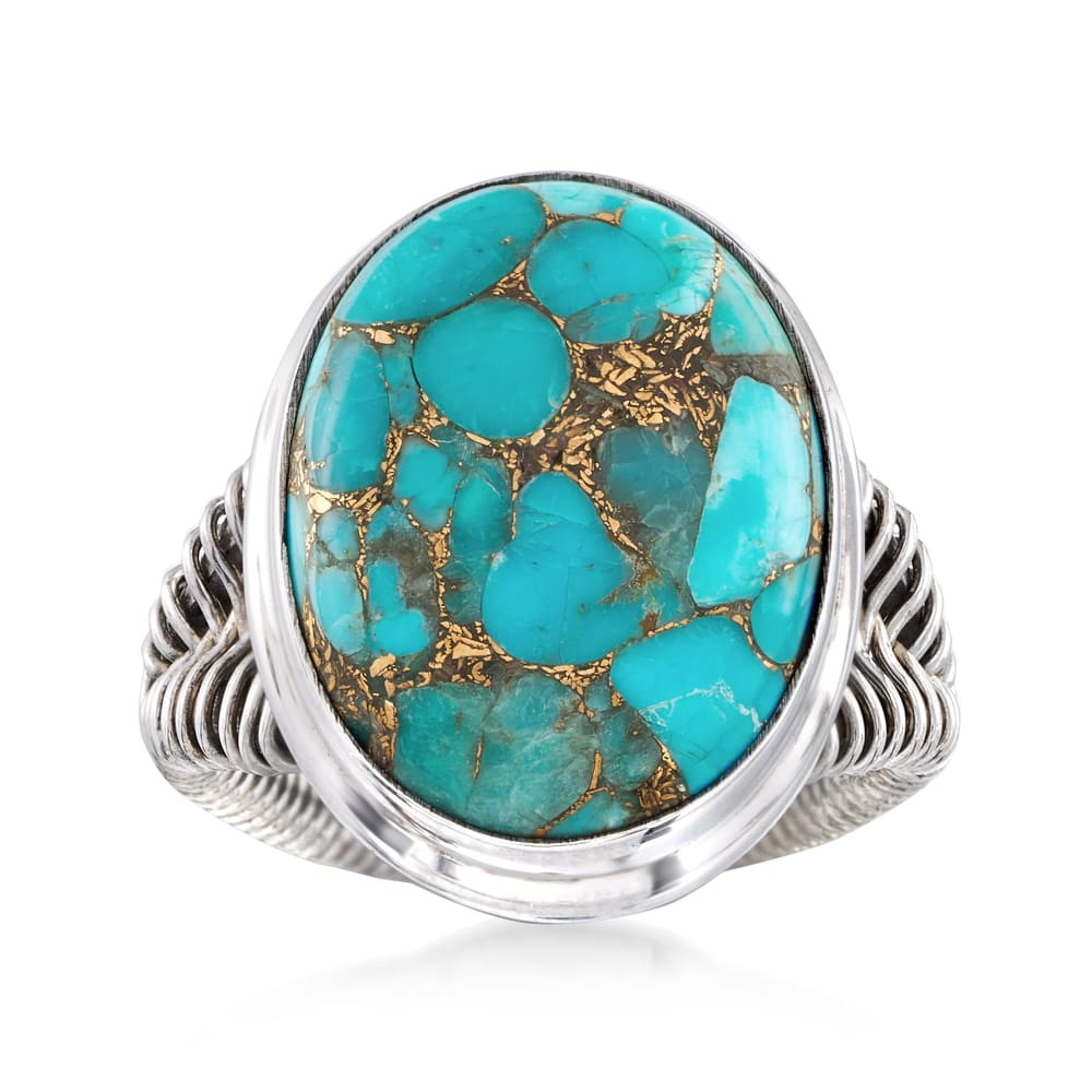 bord identificatie veteraan Oval Turquoise Ring in Sterling Silver Wirework | Ross-Simons