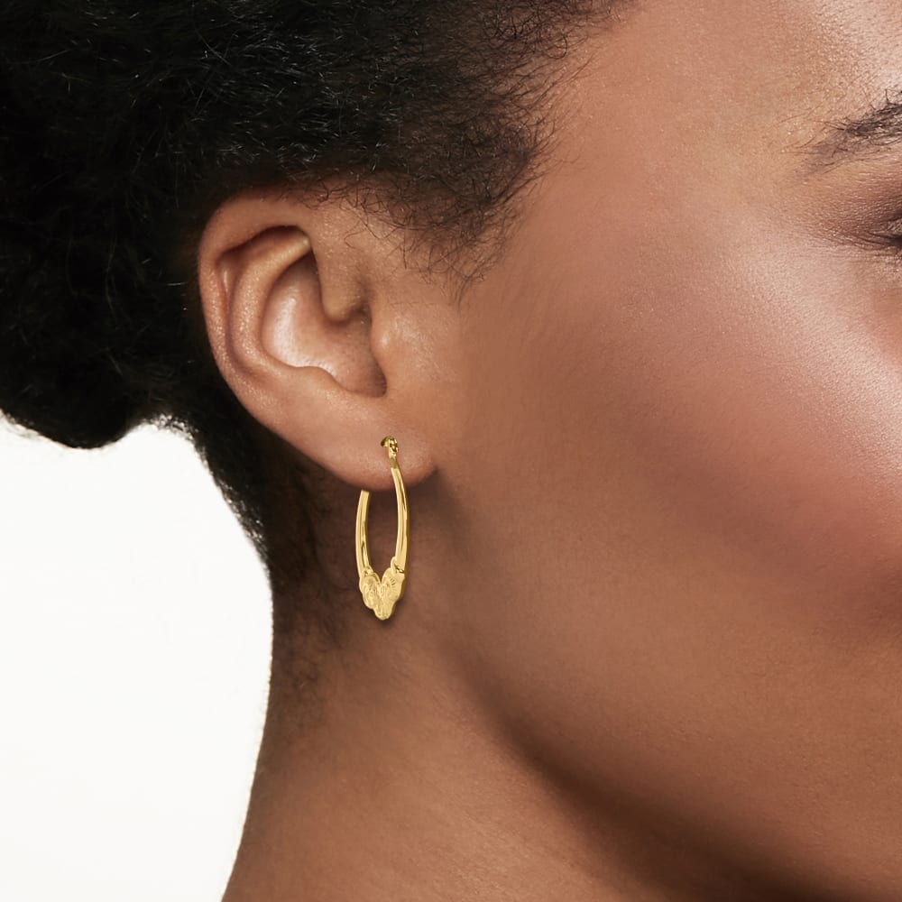14kt Yellow Gold Ram Hoop Earrings Ross Simons