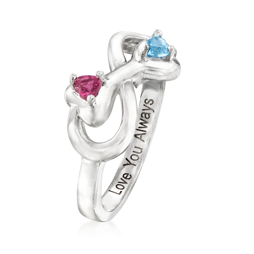 Personalized Birthstone Engravable Dog Bone Ring in Sterling