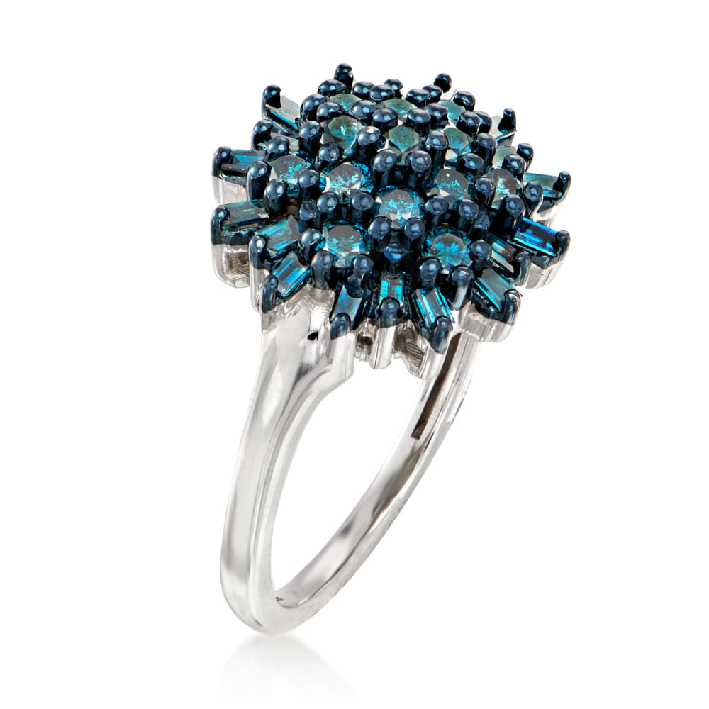 Sutra Turquoise Cluster Ring in Blue,Silver Blue - Save 29% Womens Jewellery Rings 