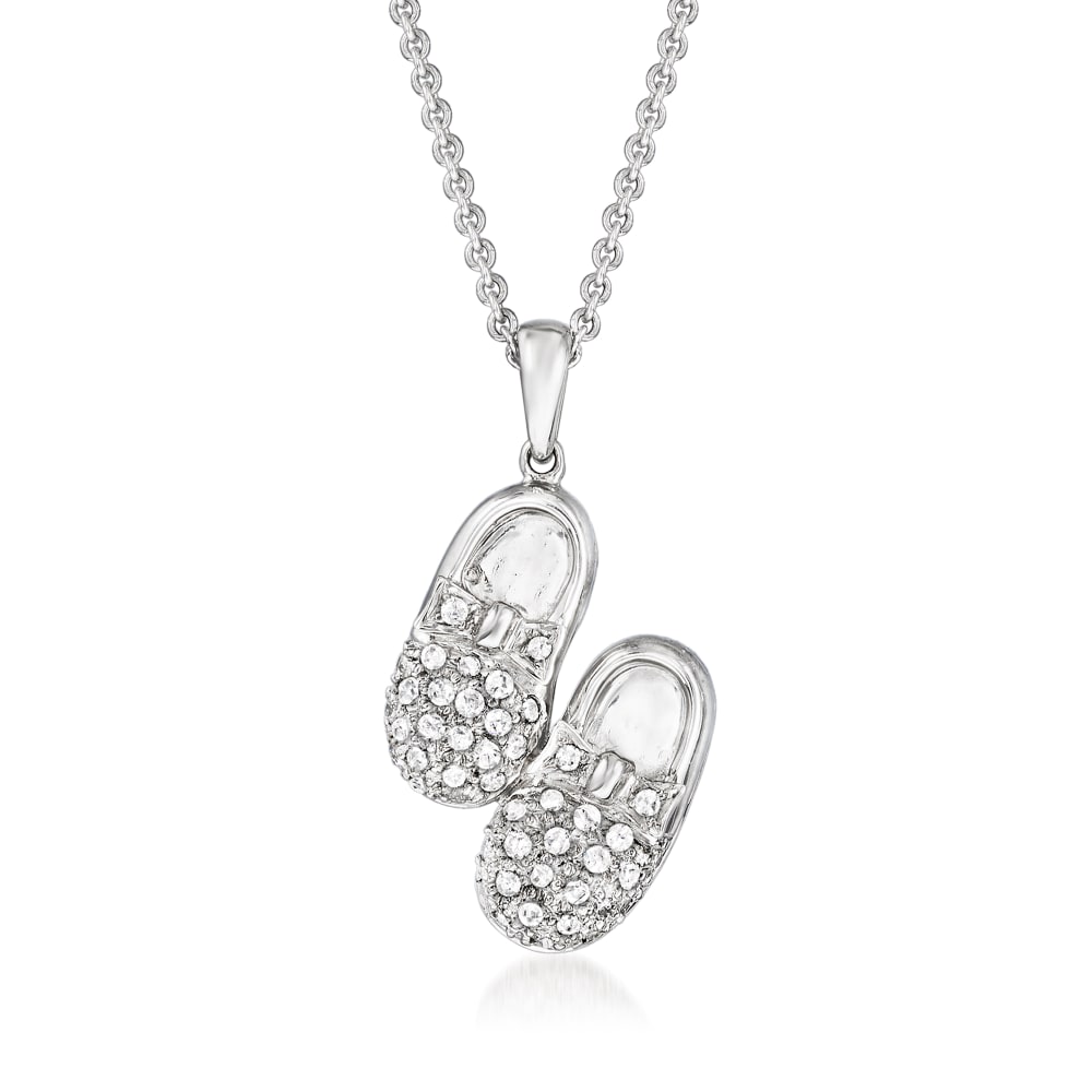 C. 1990 Vintage .32 ct. t.w. Diamond Baby Shoes Pendant Necklace