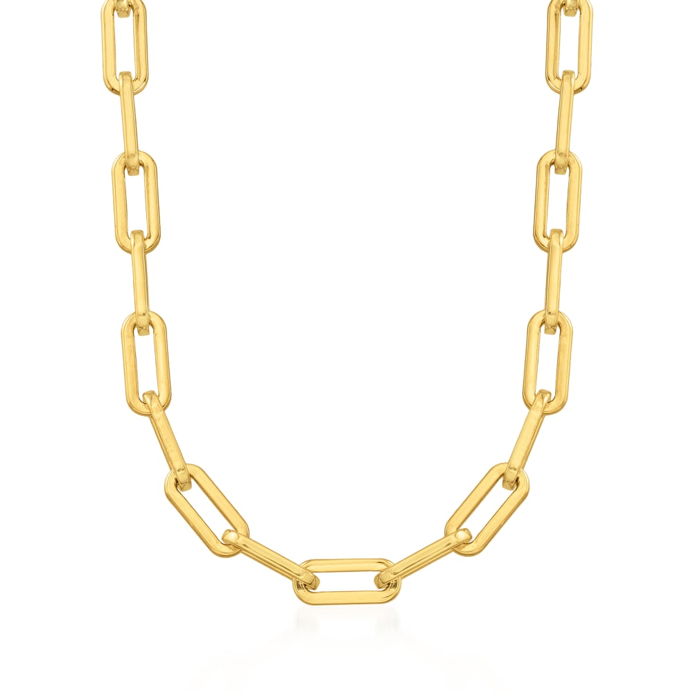 Italian Andiamo 14kt Gold Over Resin Paper Clip Link Necklace. 20