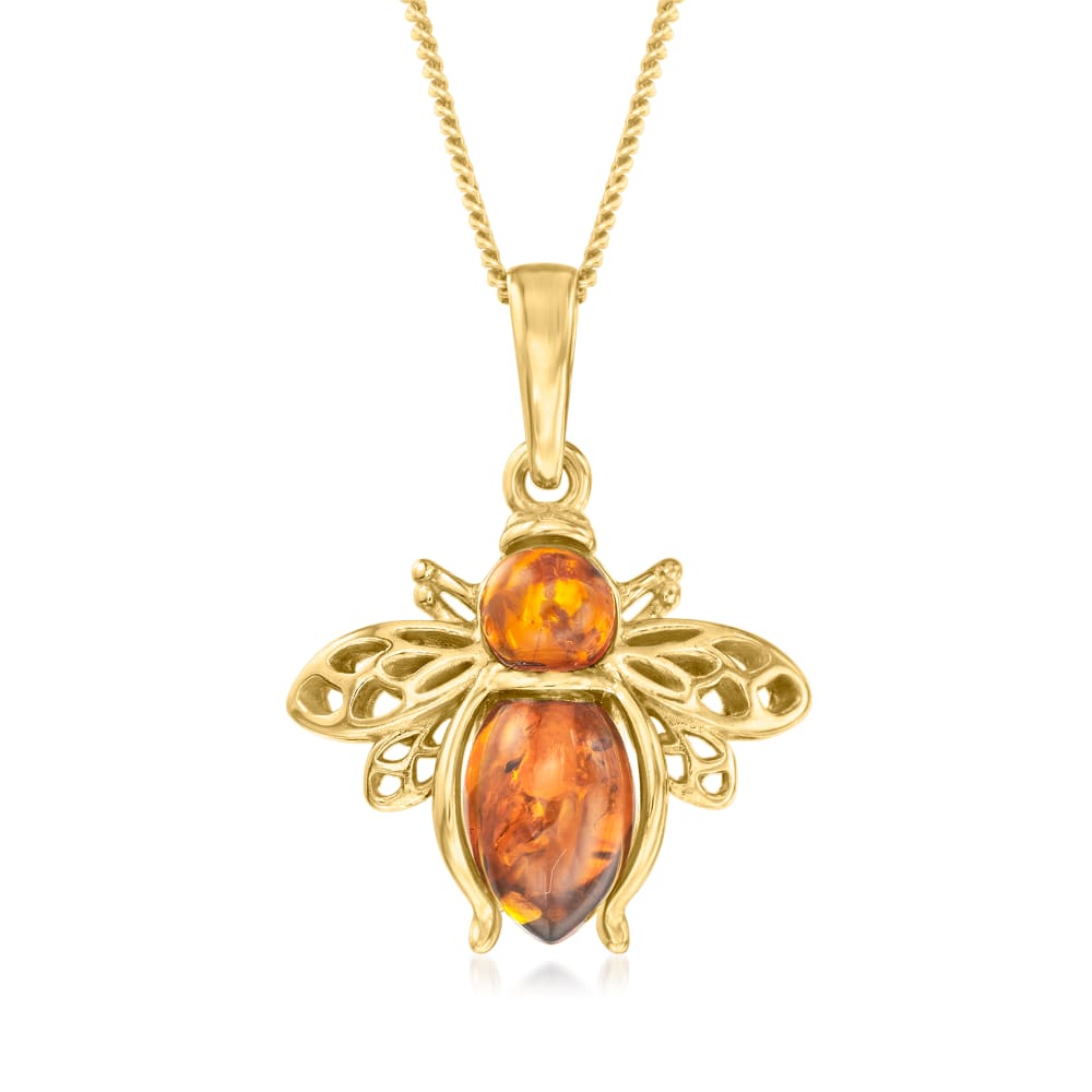 Amber Bumblebee Pendant Necklace in 18kt Gold Over Sterling | Ross