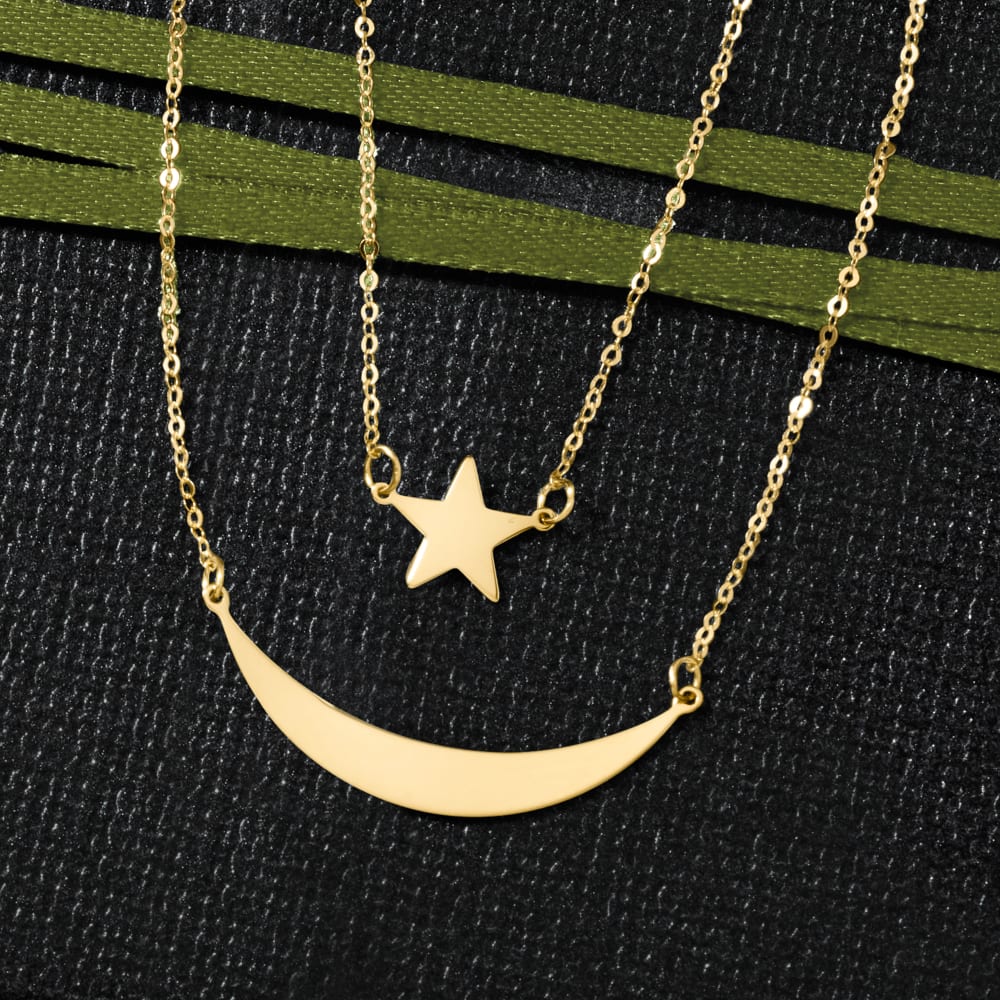 Buy Sun Moon Star Necklace Set for 3 Dainty Layered Necklaces Chain for  Women Girls Best Friend at Amazon.in