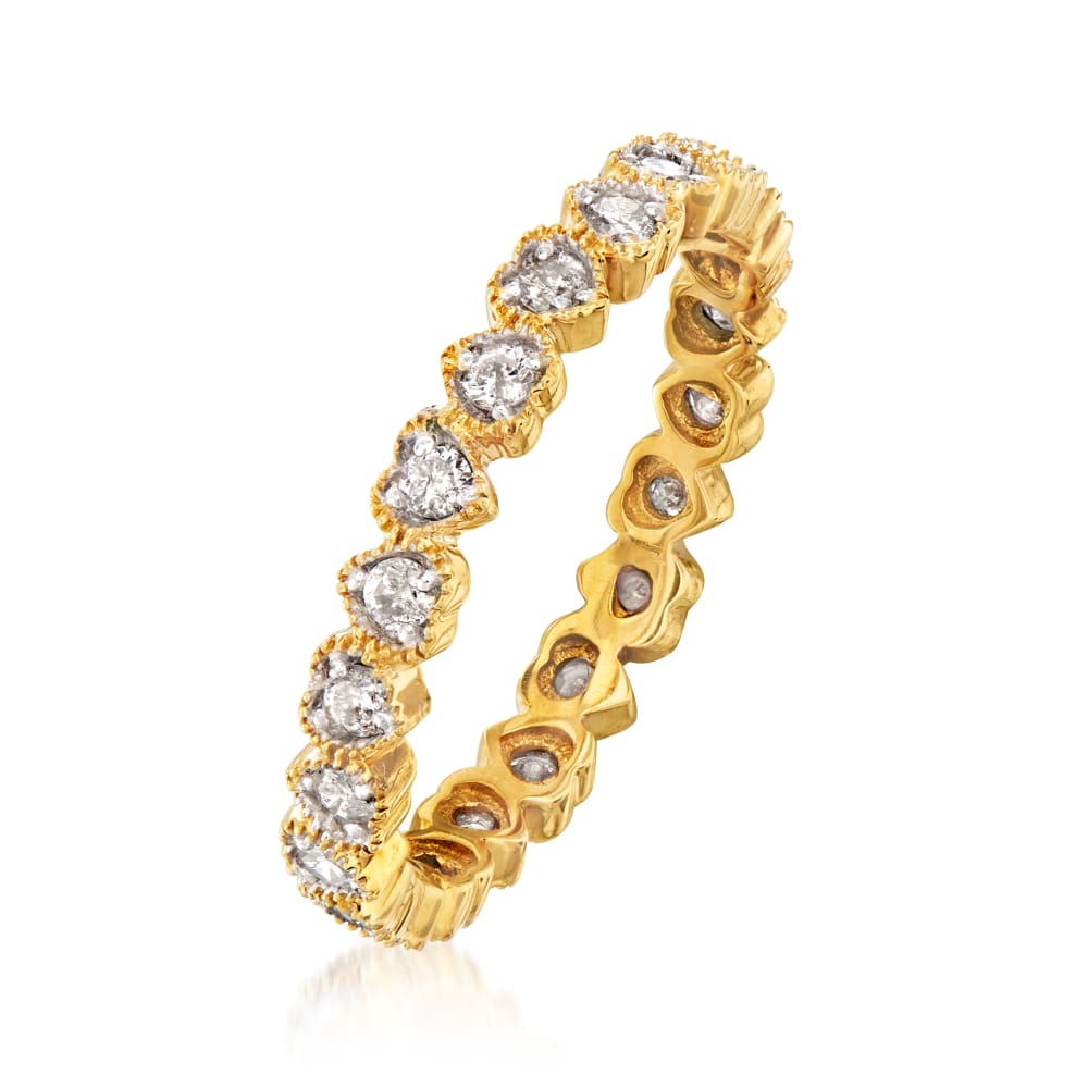 25 ct. t.w. Pave Diamond Heart Bracelet in 18kt Gold Over Sterling