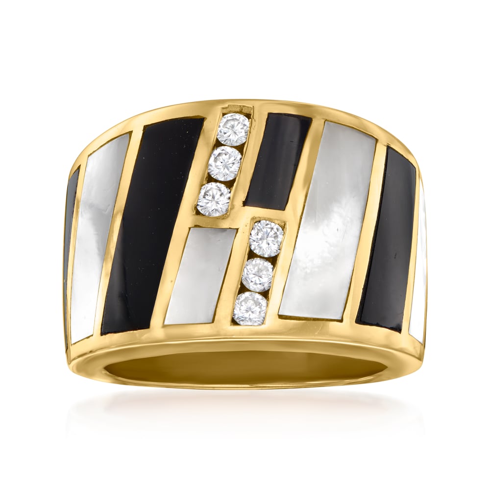 Form Inlay Ring I (Onyx & Mother of Pearl) – sz 5 | J.Hannah Jewelry