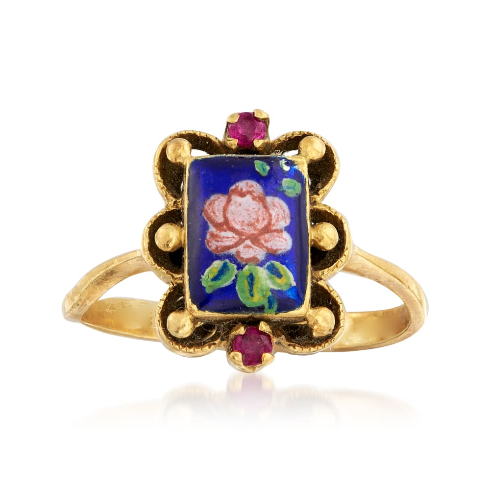 Ross-Simons - Multicolored Enamel Pansy Flower Bracelet Over Sterling. 8