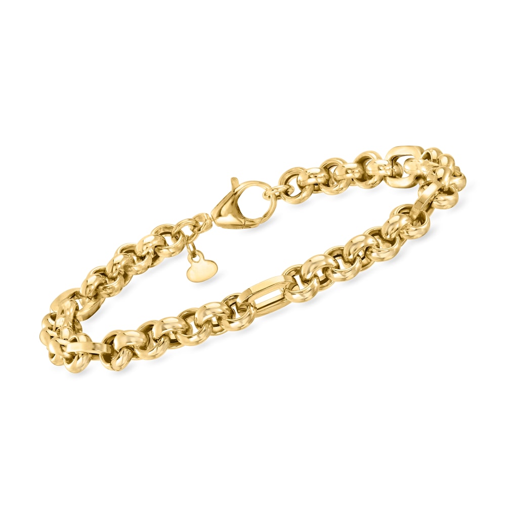 Gold rolo outlet link bracelet