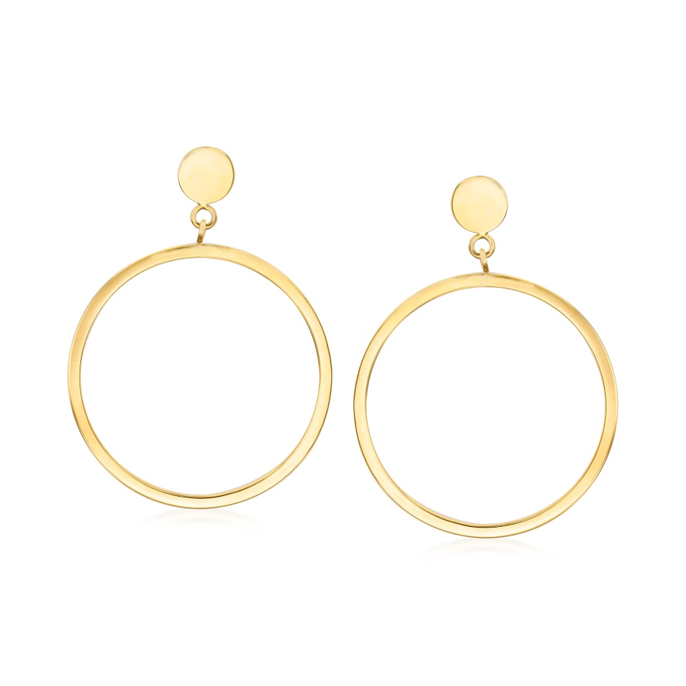 Italian 14kt Yellow Gold Open Circle Drop Earrings | Ross-Simons