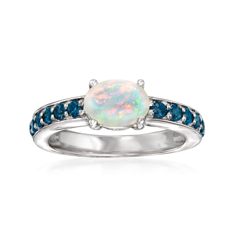 Ethiopian Opal Ring with .50 ct. t.w. London Blue Topaz in Sterling