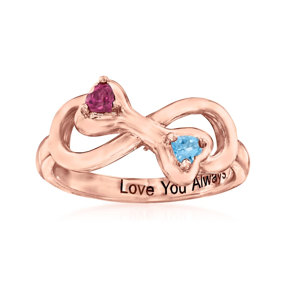 Personalized Birthstone Engravable Dog Bone Ring in 14kt Gold