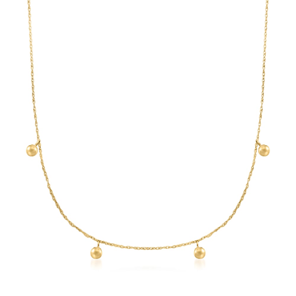14kt Yellow Gold Bead Station Rope-Chain Necklace | Ross-Simons