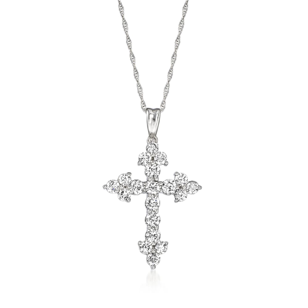 1.75 Carat Natural Diamond Cross Pendant Necklace 14K White Gold G SI 18''  chain | eBay