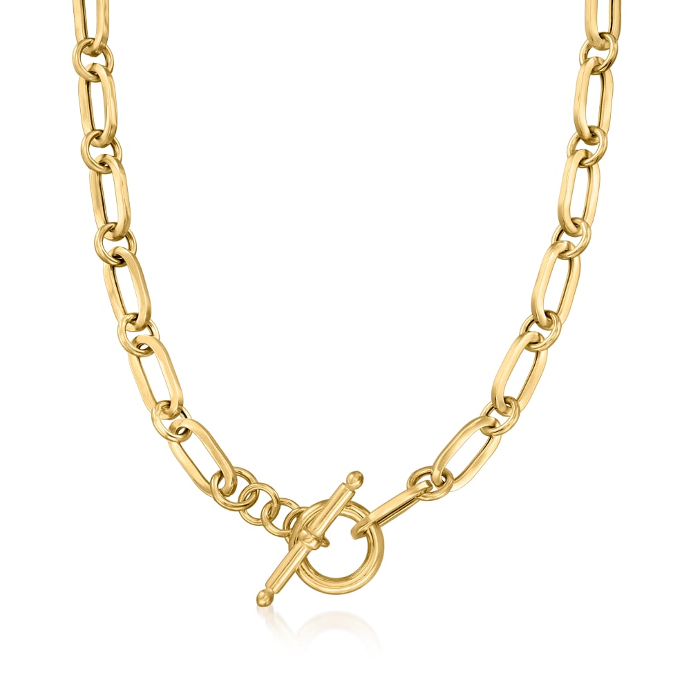 Ross-Simons - Italian 18kt Gold Over Sterling Paper Clip Link Necklace. 18