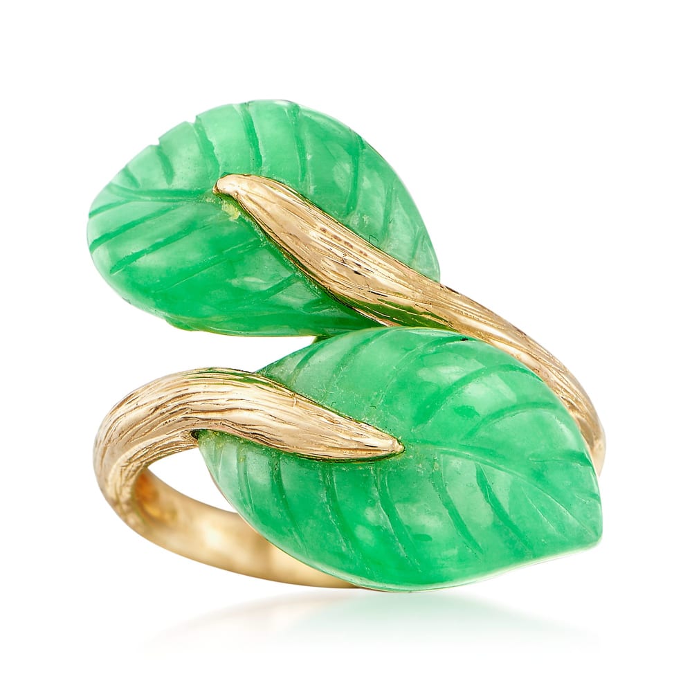 Ross simons carved green jade and mother of store pearl frog ring