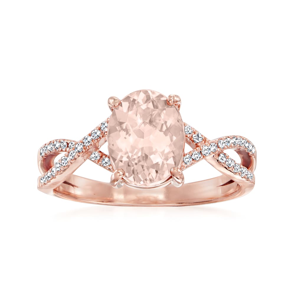2.10 Carat Morganite Ring with .13 ct. t.w. Diamonds in 14kt Rose