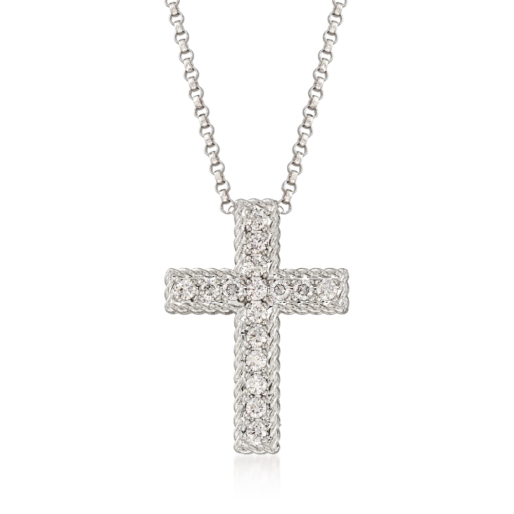 Roberto Coin 18K White Gold 0.15ctw Sapphire Baby Cross Necklace | Roberto  Coin | Buy at TrueFacet