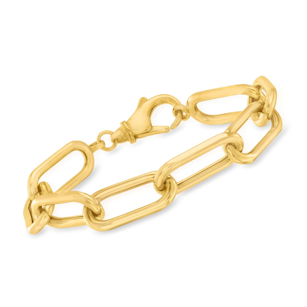 Ross-Simons - 18kt Gold Over Sterling Large Paper Clip Link Bracelet. 7