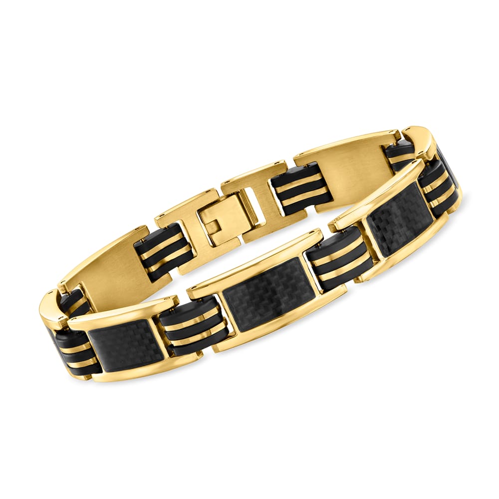 Om Black Band Gold Stretchable Bracelet For Man