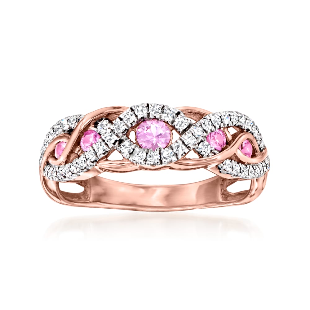 20 ct. t.w. Pink Sapphire and .30 ct. t.w. Diamond Twisted Ring in