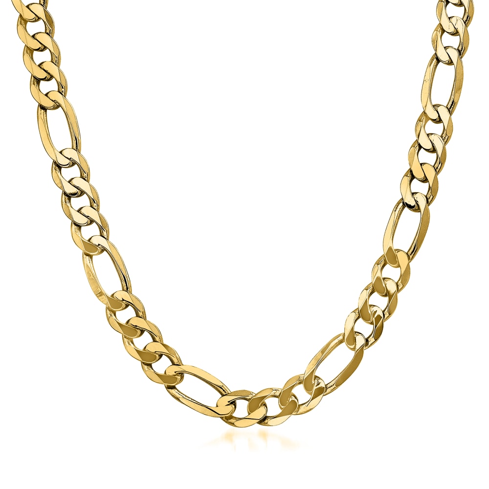 Men s 10mm 14kt Yellow Gold Figaro Link Necklace Ross Simons
