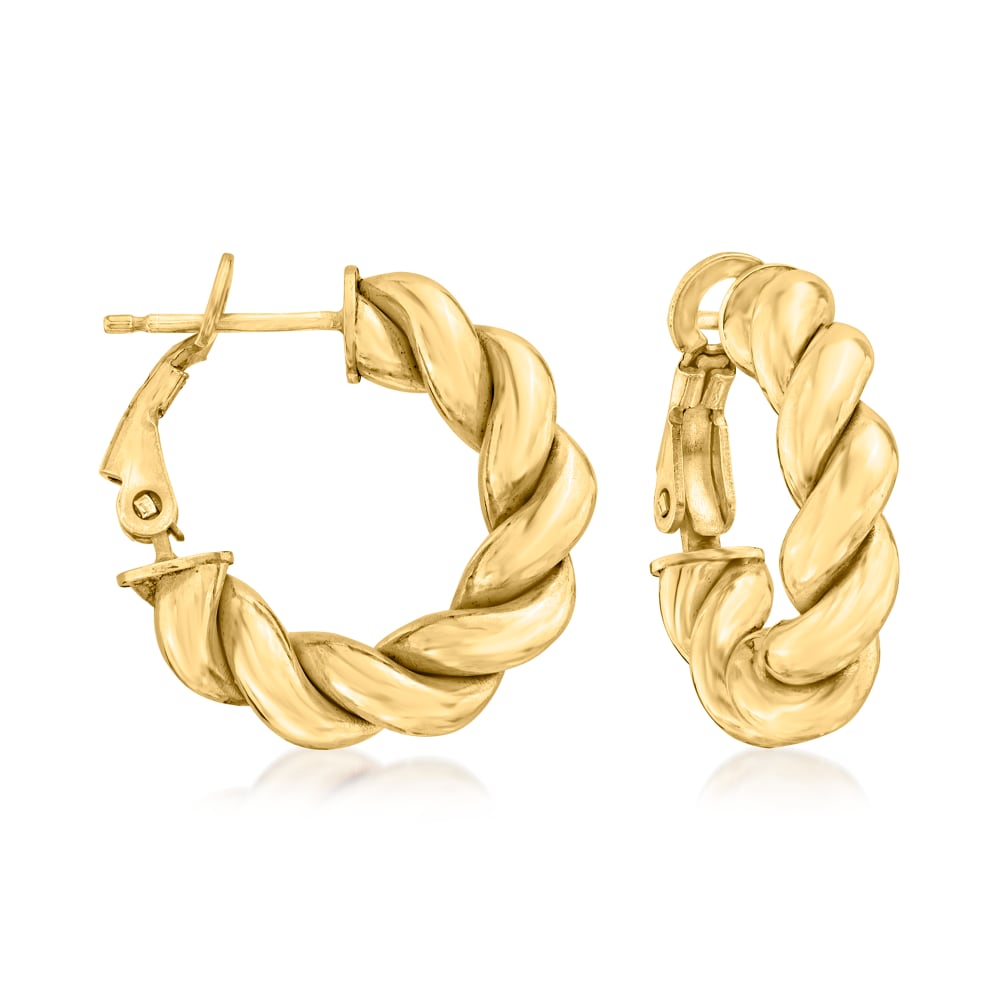 Italian 18kt Gold Over Sterling Twisted Huggie Hoop Earrings. 3/4 ...