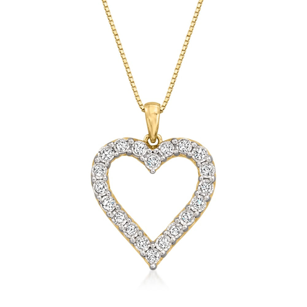 50 ct. t.w. Diamond Open Space Heart Pendant Necklace in 18kt Gold
