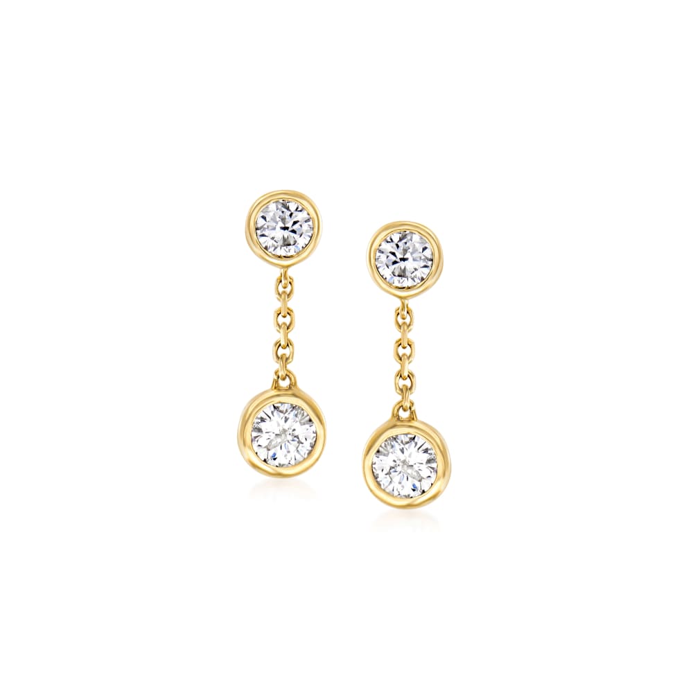 40 ct. t.w. Bezel-Set Diamond Linear Drop Earrings in 14kt Yellow