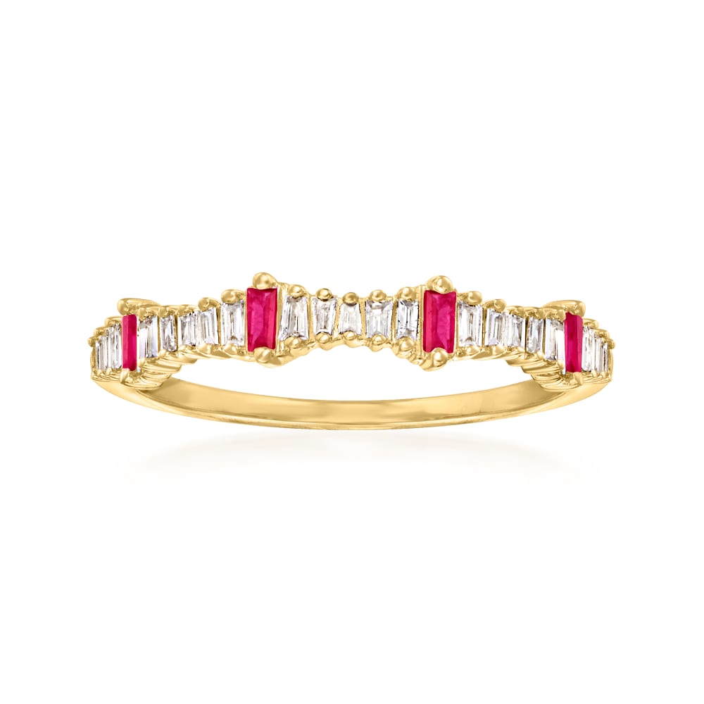 Natural Ruby Stackable Ring 1/10 ct tw Diamonds 14K White Gold | Jared