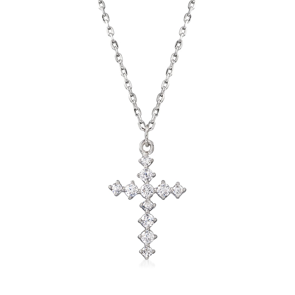 1.90 ct. t.w. Garnet Cross Pendant Necklace in Sterling Silver. 18