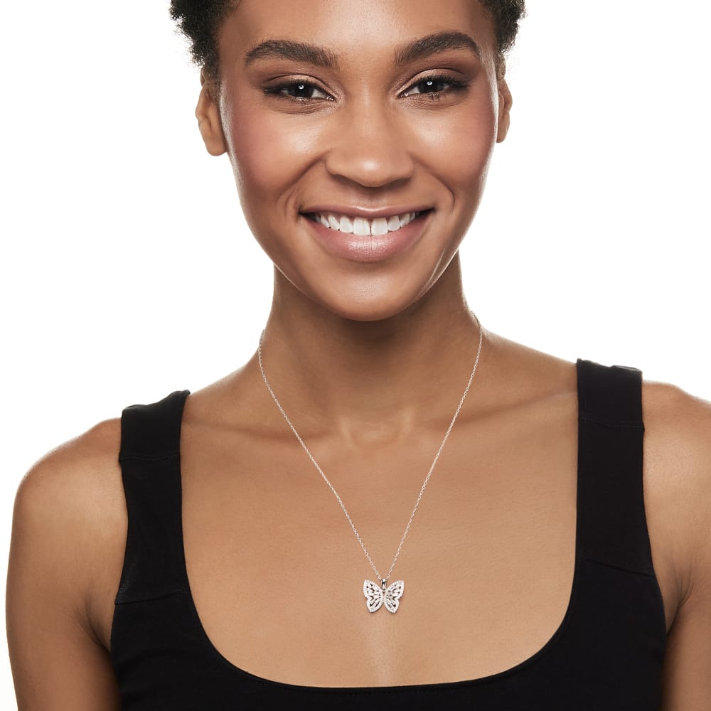 Cz cheap butterfly necklace