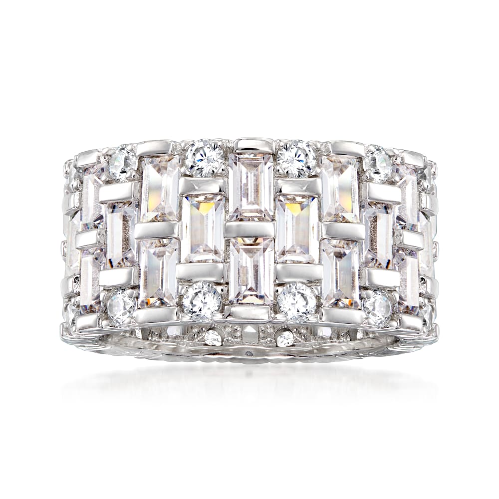 5.50 ct. t.w. Baguette and Round CZ Eternity Band in Sterling