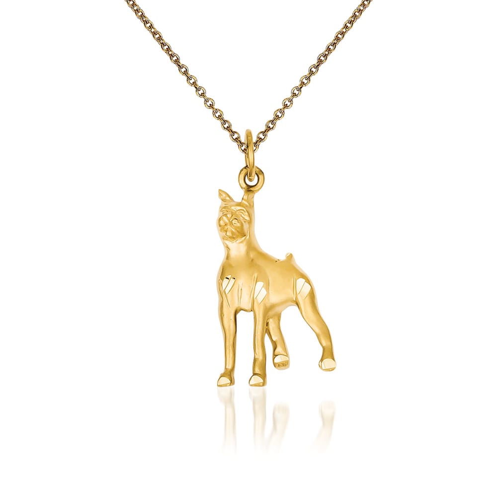 14kt Yellow Gold Boxer Dog Pendant Necklace Ross Simons