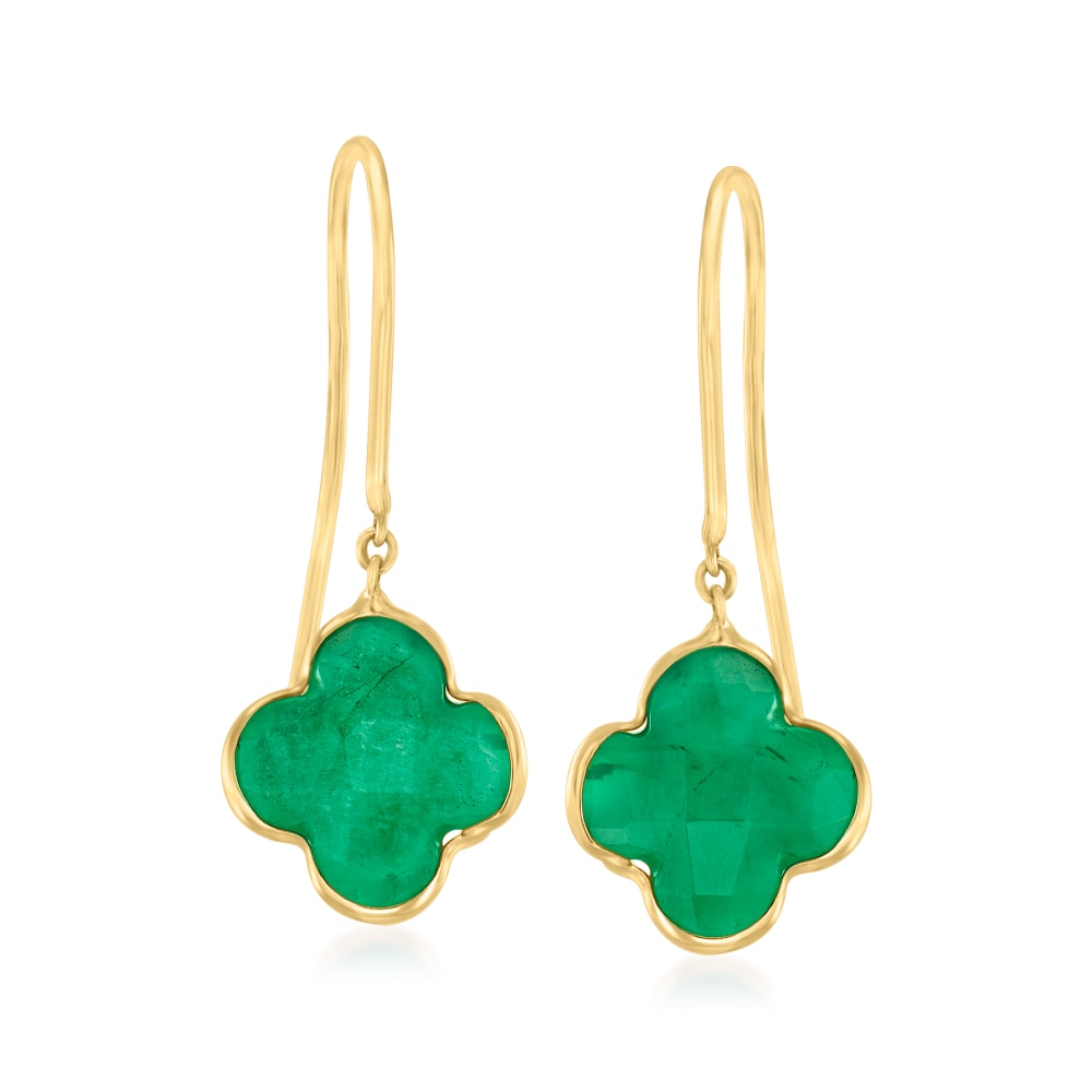 Van Cleef Inspired Earrings - Emerald Green Clover Studs