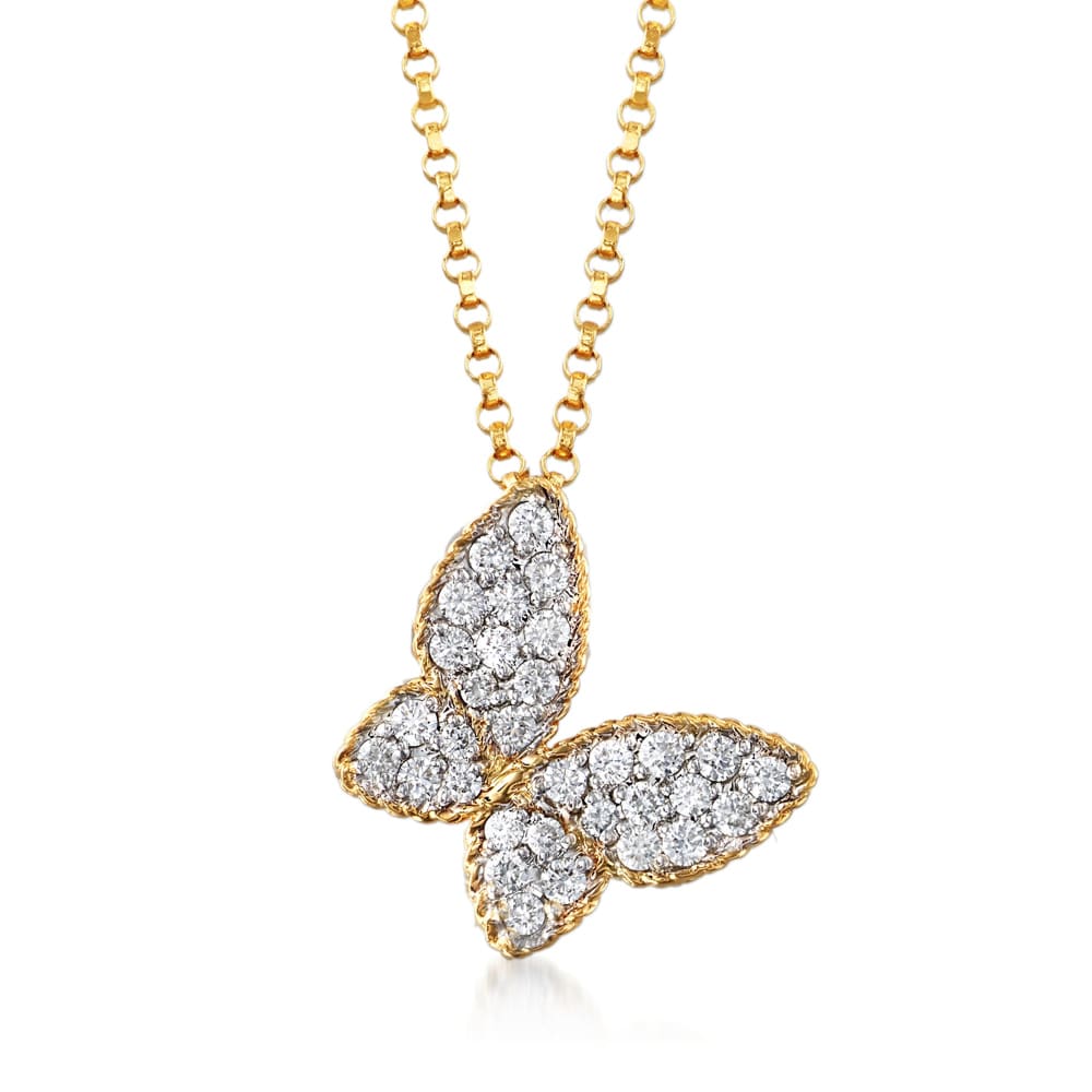 Roberto Coin .25 ct. t.w. Diamond Butterfly Necklace in 18kt Yellow