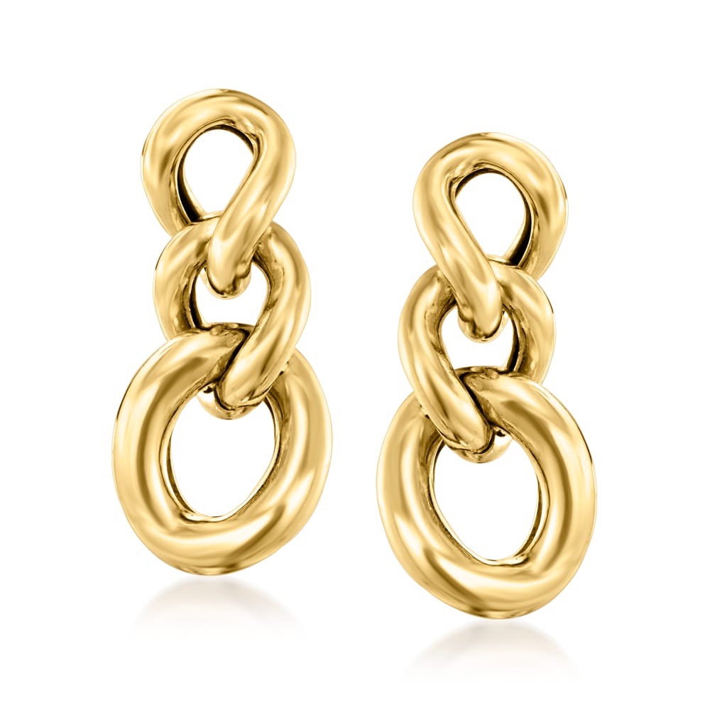 Italian 18kt Gold Over Sterling Graduated Curb-Link Drop Earrings