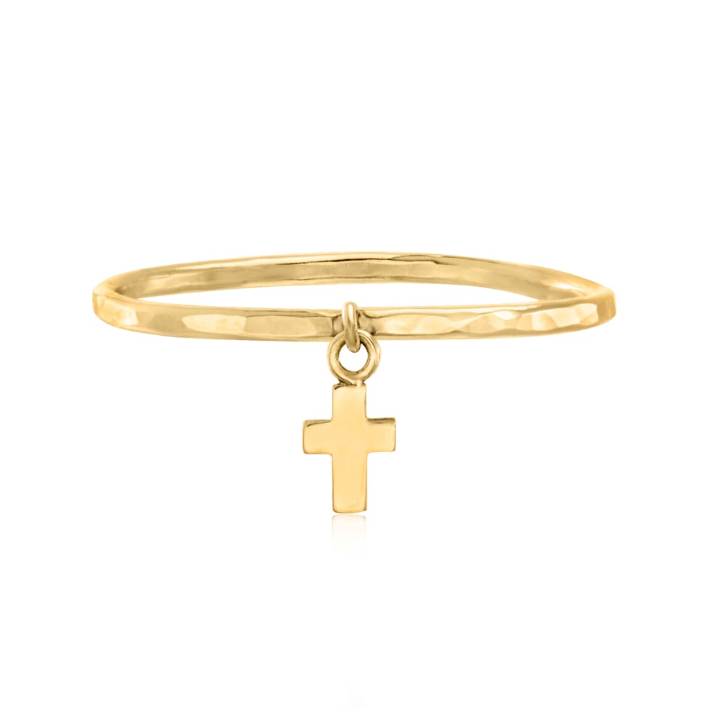 14kt Yellow Gold Cross Charm Ring Ross Simons