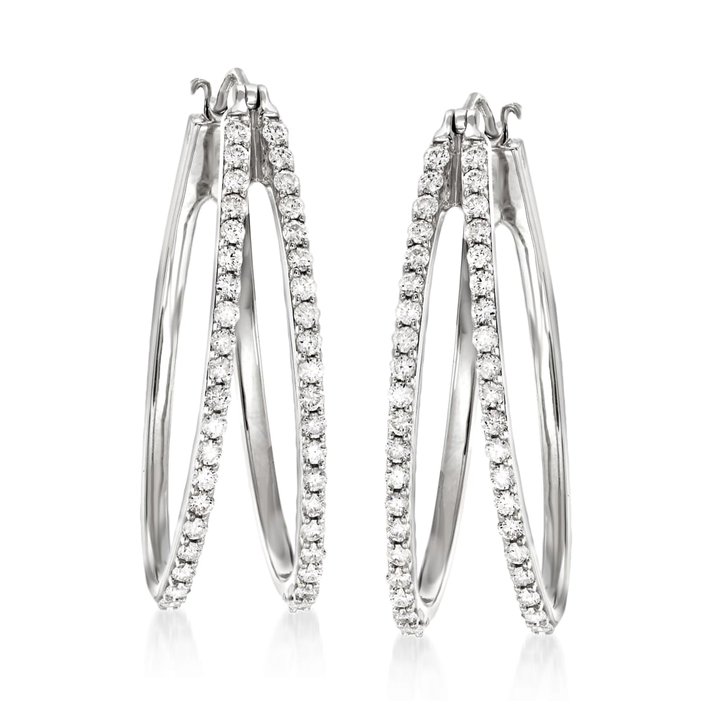 Double hoop sale diamond earrings