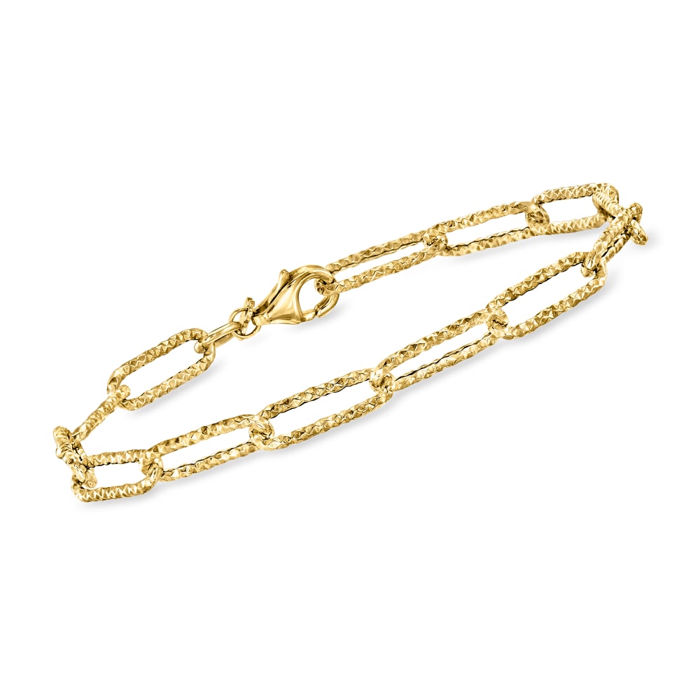 Ross-Simons - Italian 14kt Yellow Gold Paper Clip Link Bracelet. 7