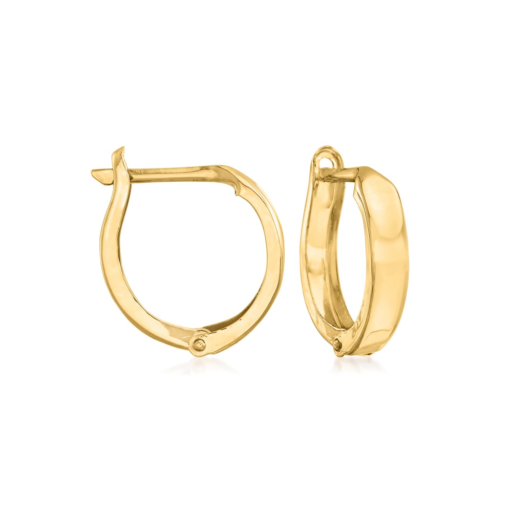 14kt Yellow Gold Huggie Hoop Earrings. 1/2