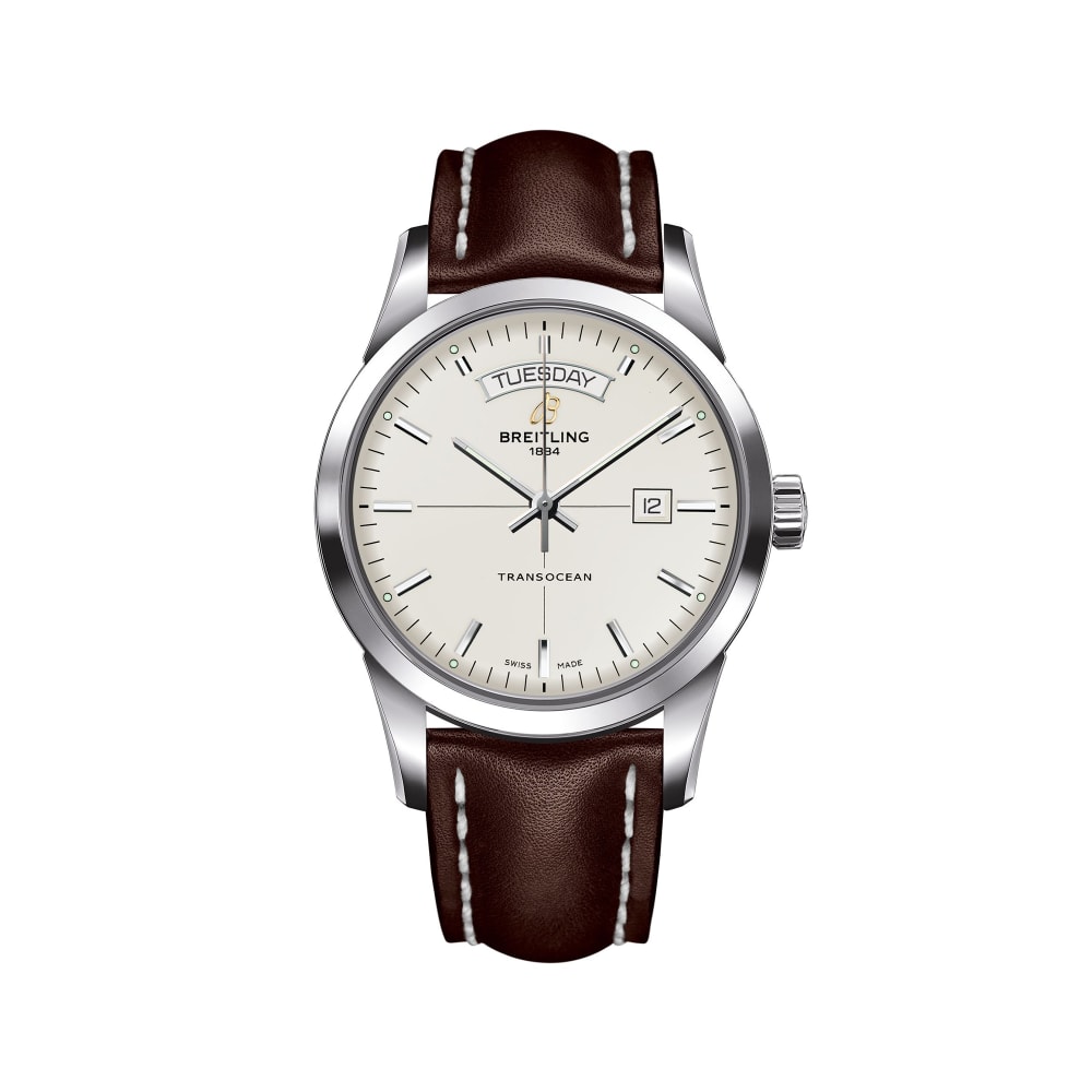 Breitling Transocean Day Date Men s 43mm Stainless Steel Watch