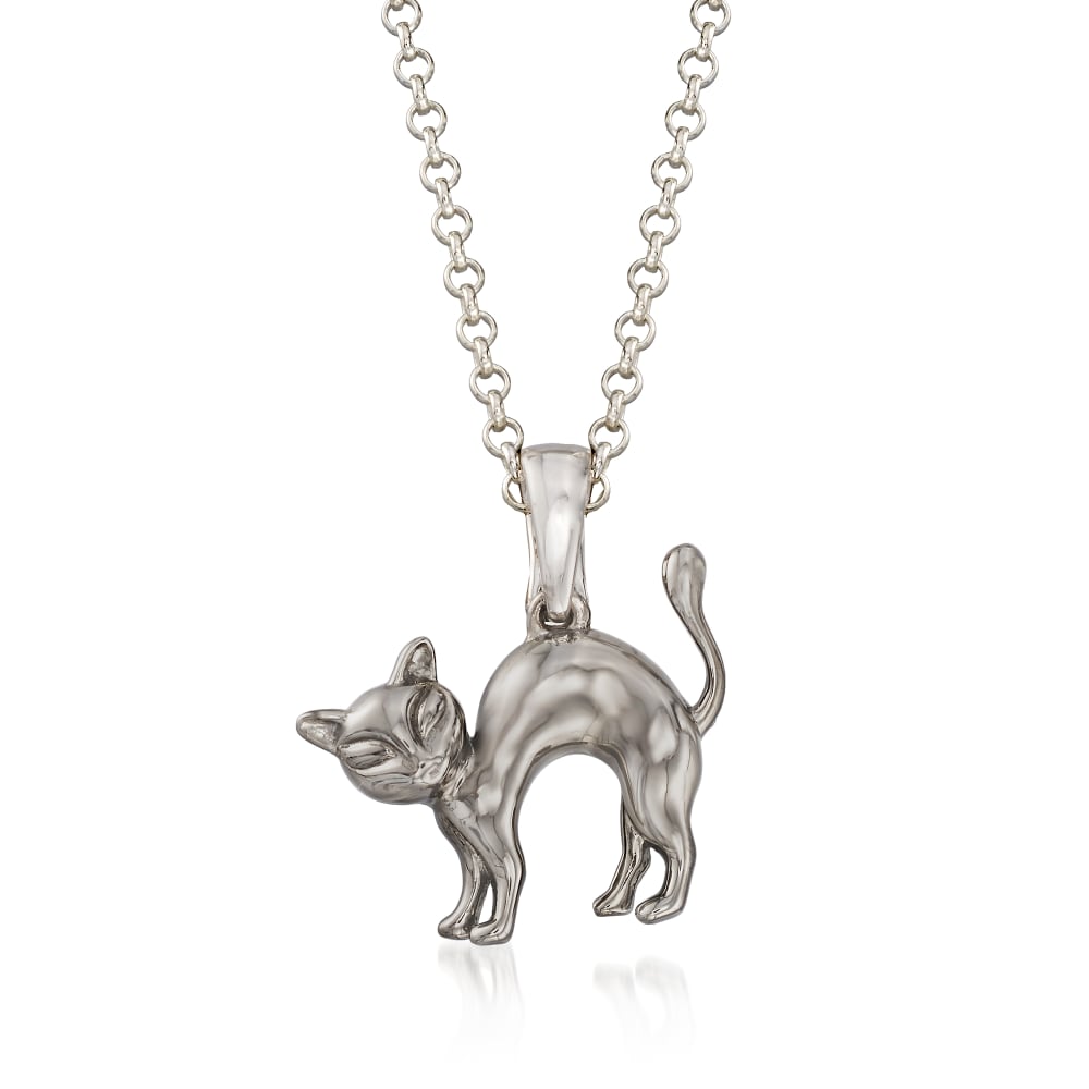 Sterling Silver Cat Pendant Necklace | Ross-Simons