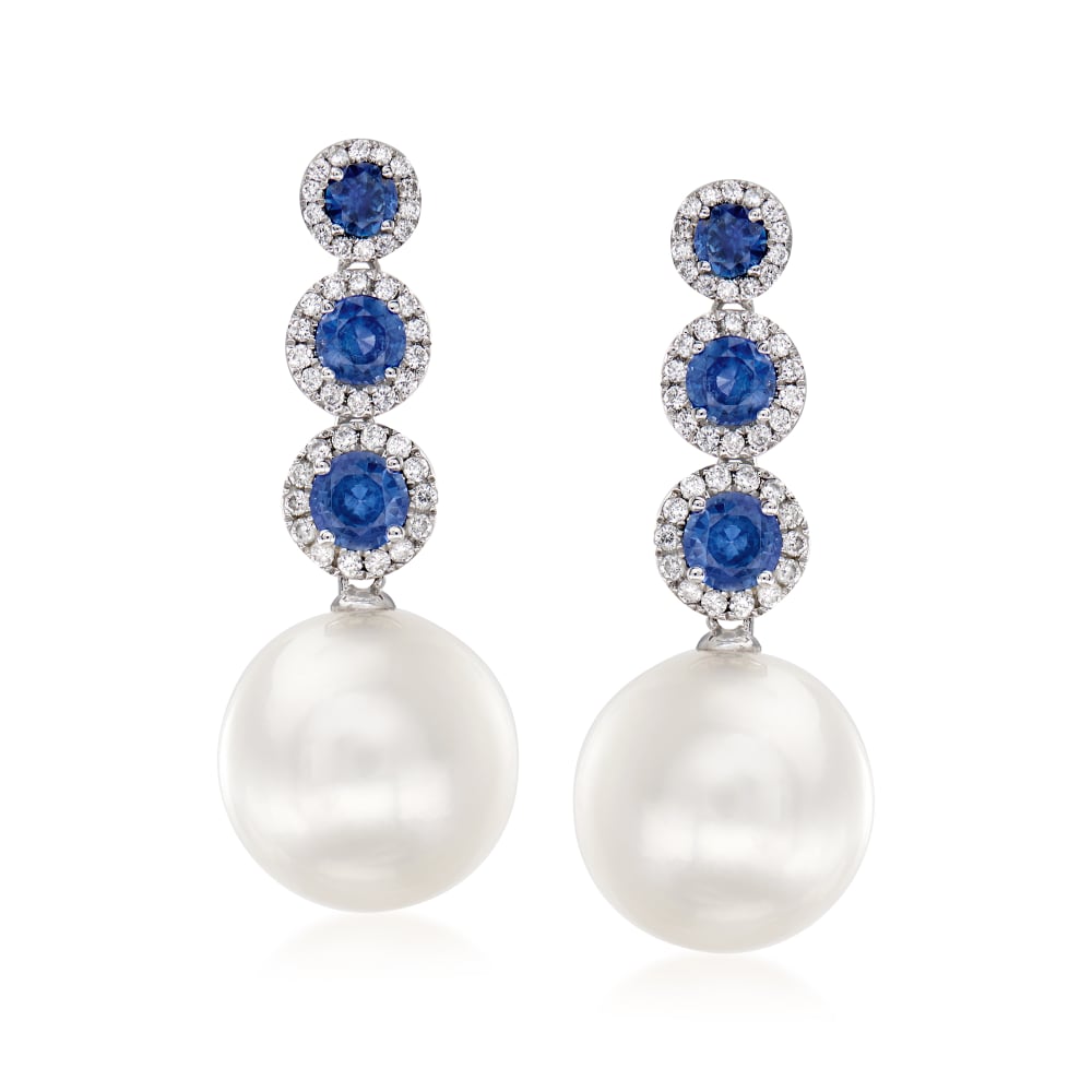 Sapphire and sales pearl drop earrings