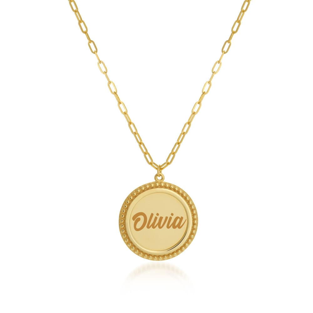 Personalized gold medallion on sale necklace