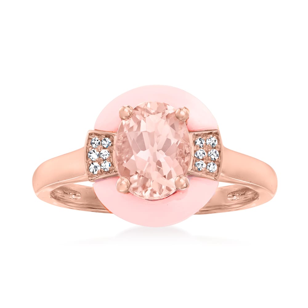 1.20 Carat Morganite Ring with Pink Opal in 14kt Rose Gold Ross
